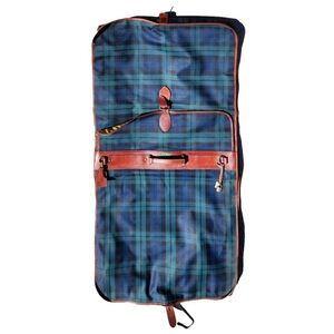 RALPH LAUREN Black Watch Green Navy Tartan Plaid Clothing Valet Travel Bag VTG